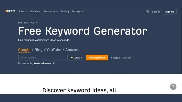 Ahrefs Free Keyword Research Tools