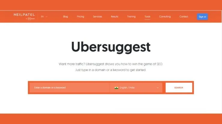 Ubersuggest Free Keyword Research Tools