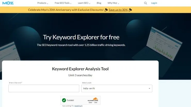 Moz Free Keyword Research Tools